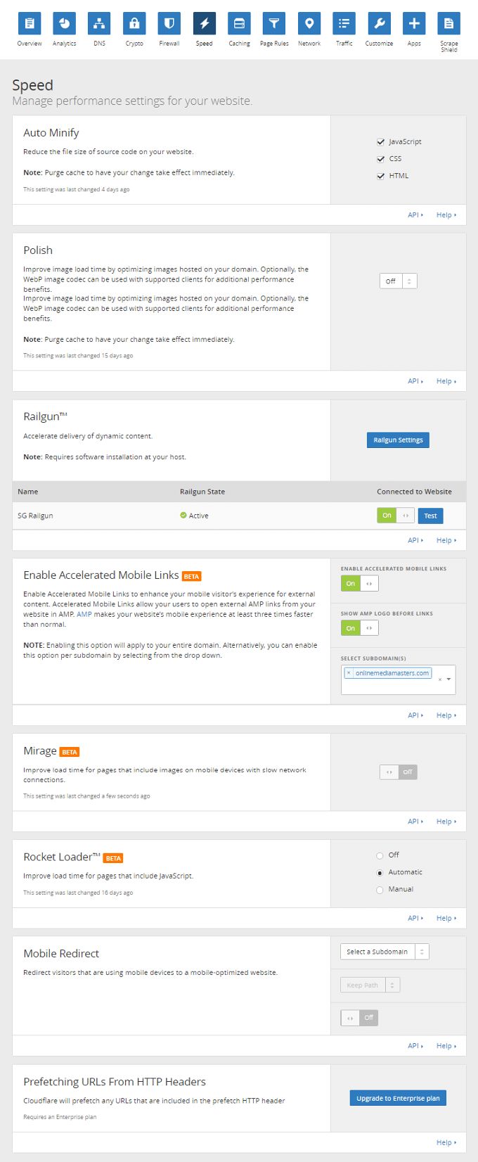 Cloudflare-Speed-Settings