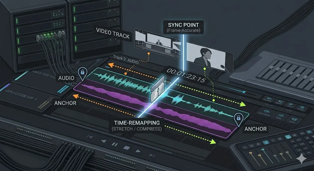 Professional timecode generator synced across multiple cameras and audio recorders