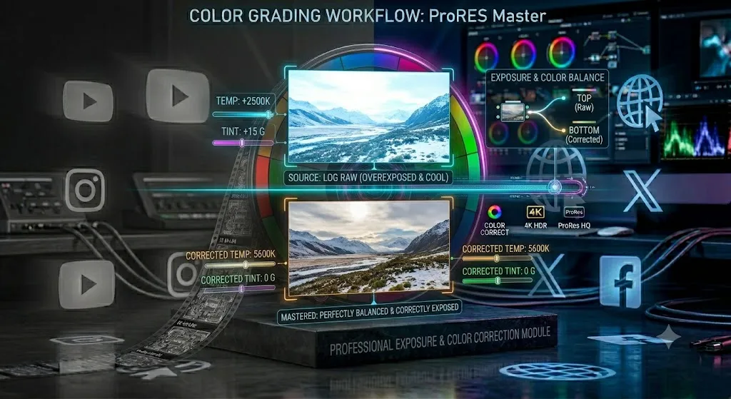 Premiere Pro white balance correction using the eyedropper tool on a gray card to neutralize color temperature
