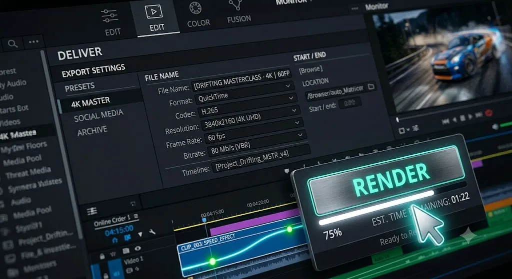 GPU acceleration settings panels in Premiere Pro and DaVinci Resolve