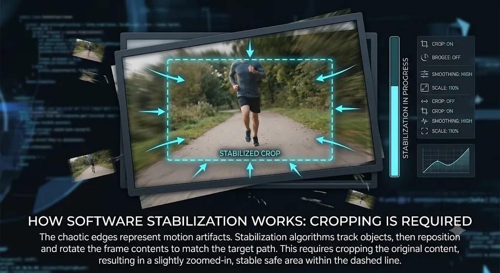 Stabilization workflow diagram showing when to stabilize and when to reshoot