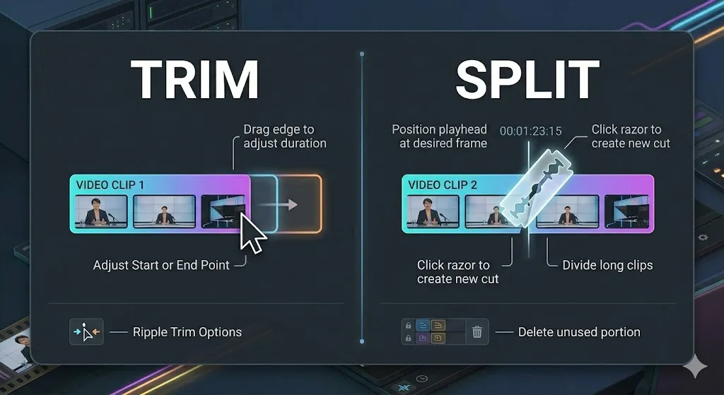 Premiere Pro timeline showing the Ripple Edit tool in action
