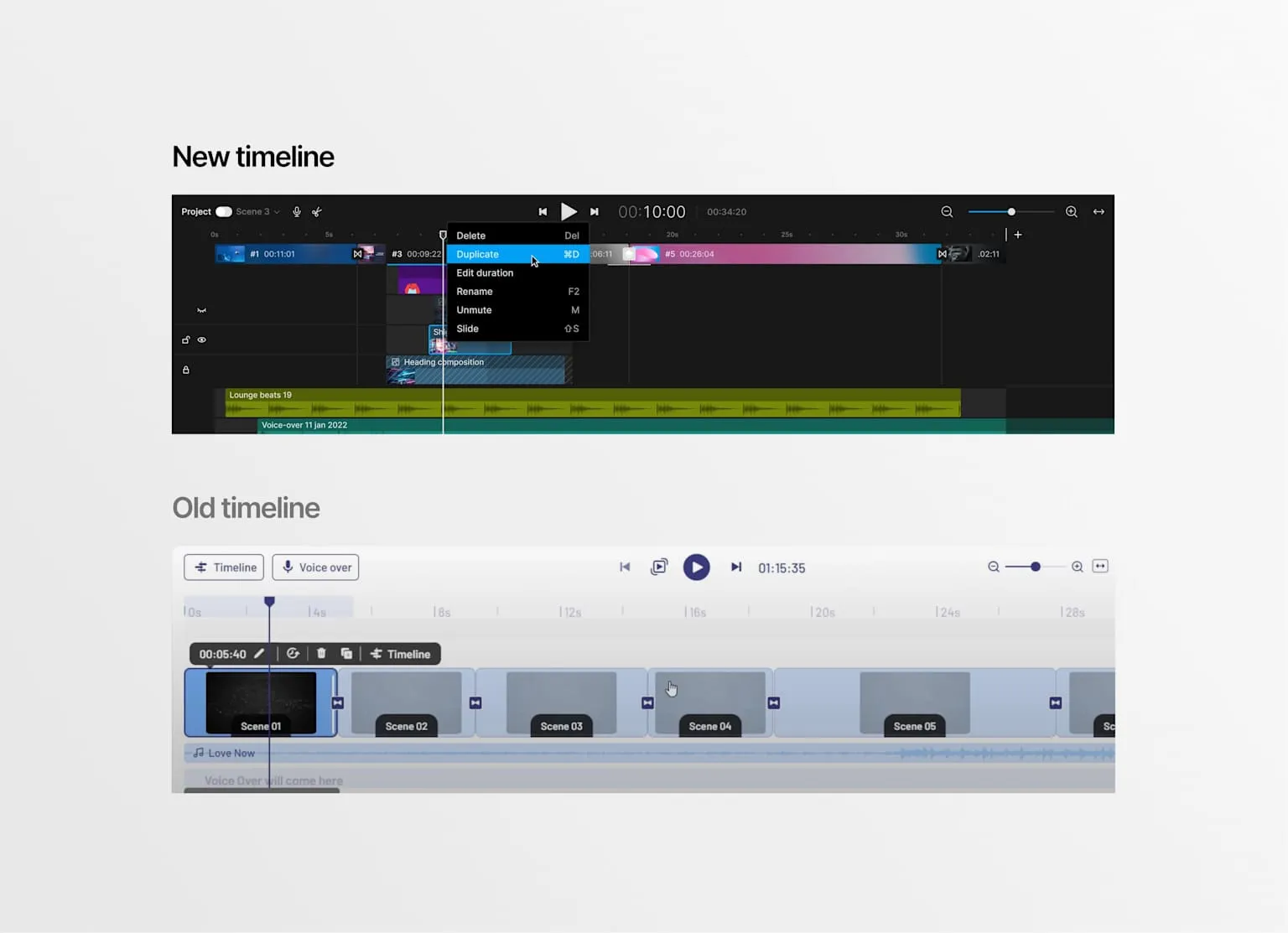 Trimming a clip by dragging its edge on the timeline