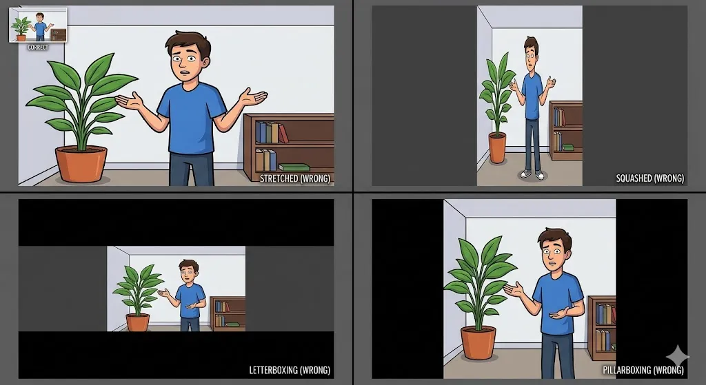 Side-by-side comparison of AI auto-reframe result versus manual keyframe reframe showing subject tracking accuracy differences