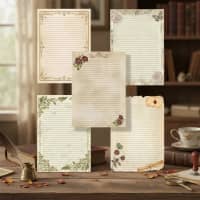 Hojas Rayadas Diseños Vintage Anotador Imprimible 3