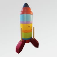 Cohete de Madera - 20 X 36cm - Juguetes Waldorf 2