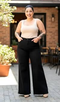 Jean Wide Leg Negro del Talle 52 al 66 1