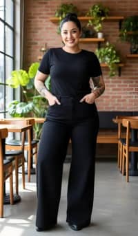 Jean Wide Leg Negro del Talle 52 al 66 2