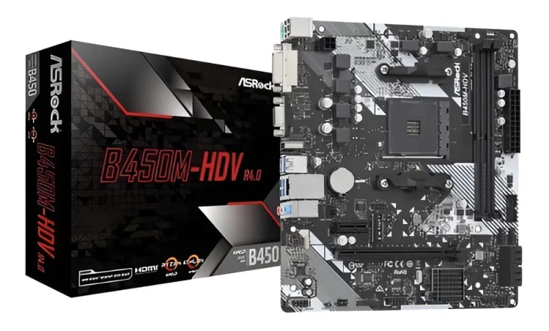🖥️ Placa Madre Asrock B450m-hdv R4.0 – Amd Ryzen