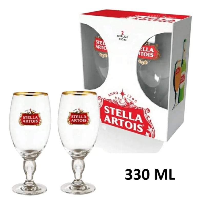 Pack X 2 Copas Stella Artois 300 ML Borde Dorado