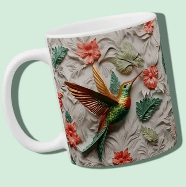 Taza de Cerámica Importada Colibrí