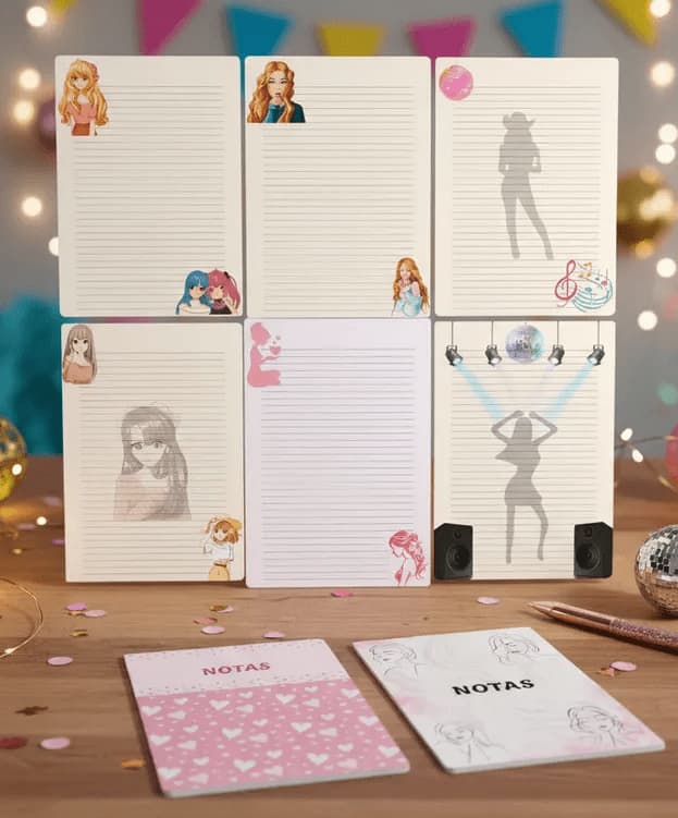 Hojas Rayadas Diseños Femeninos - Anotador - Pdf