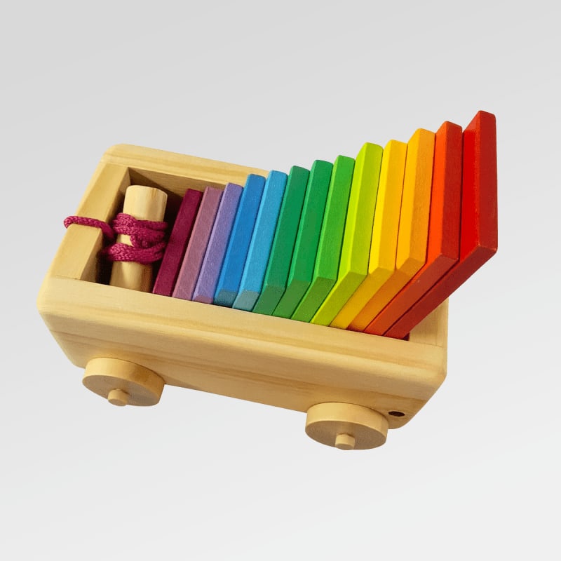 Carrito Arcoíris -18 X 15 Cm- Bloques de Madera -