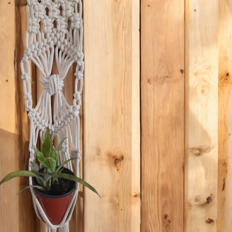 Portamacetas en Macramé con Tapiz