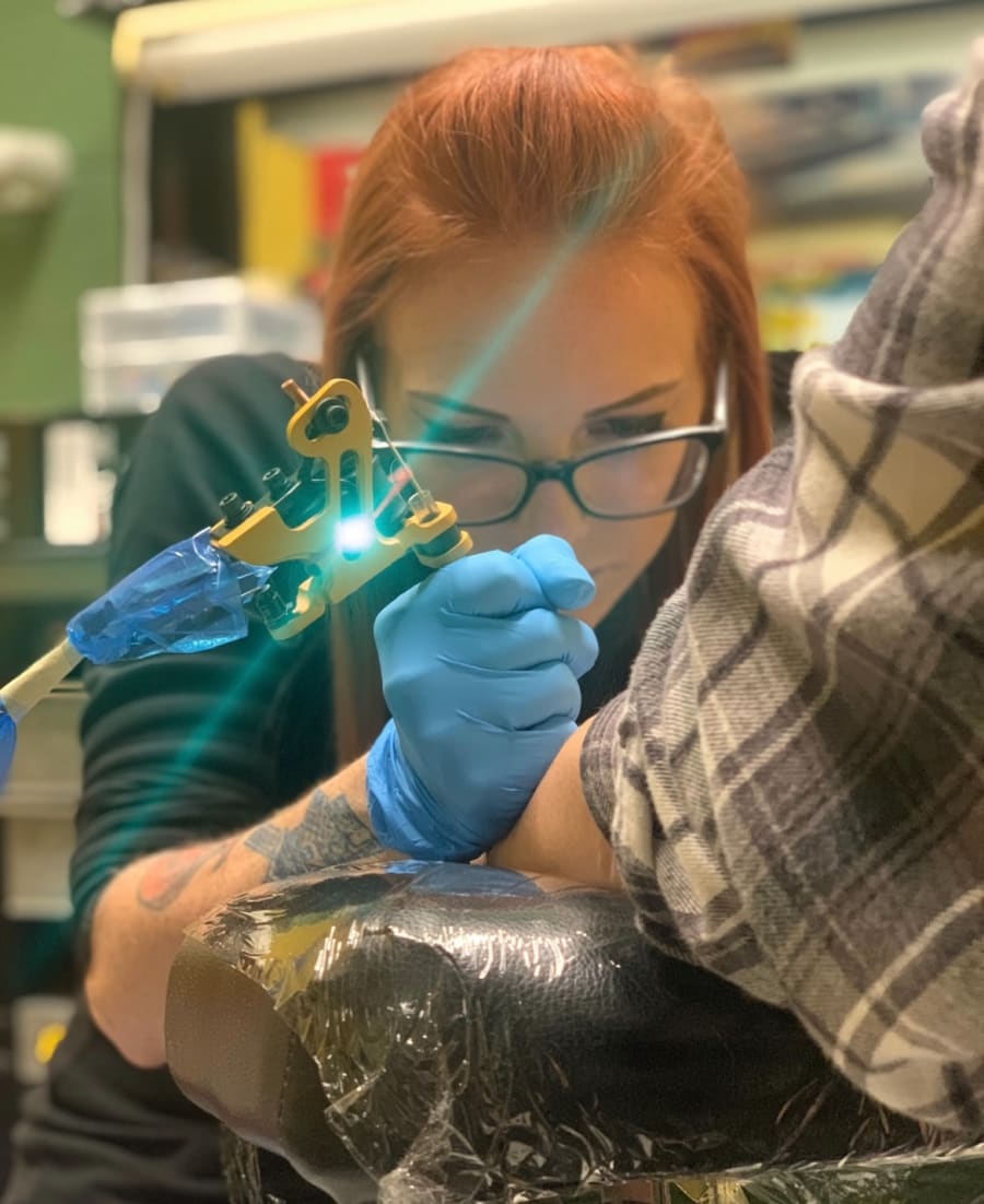 Tattoo artist Liz Marie at Crimson Red Tattoos