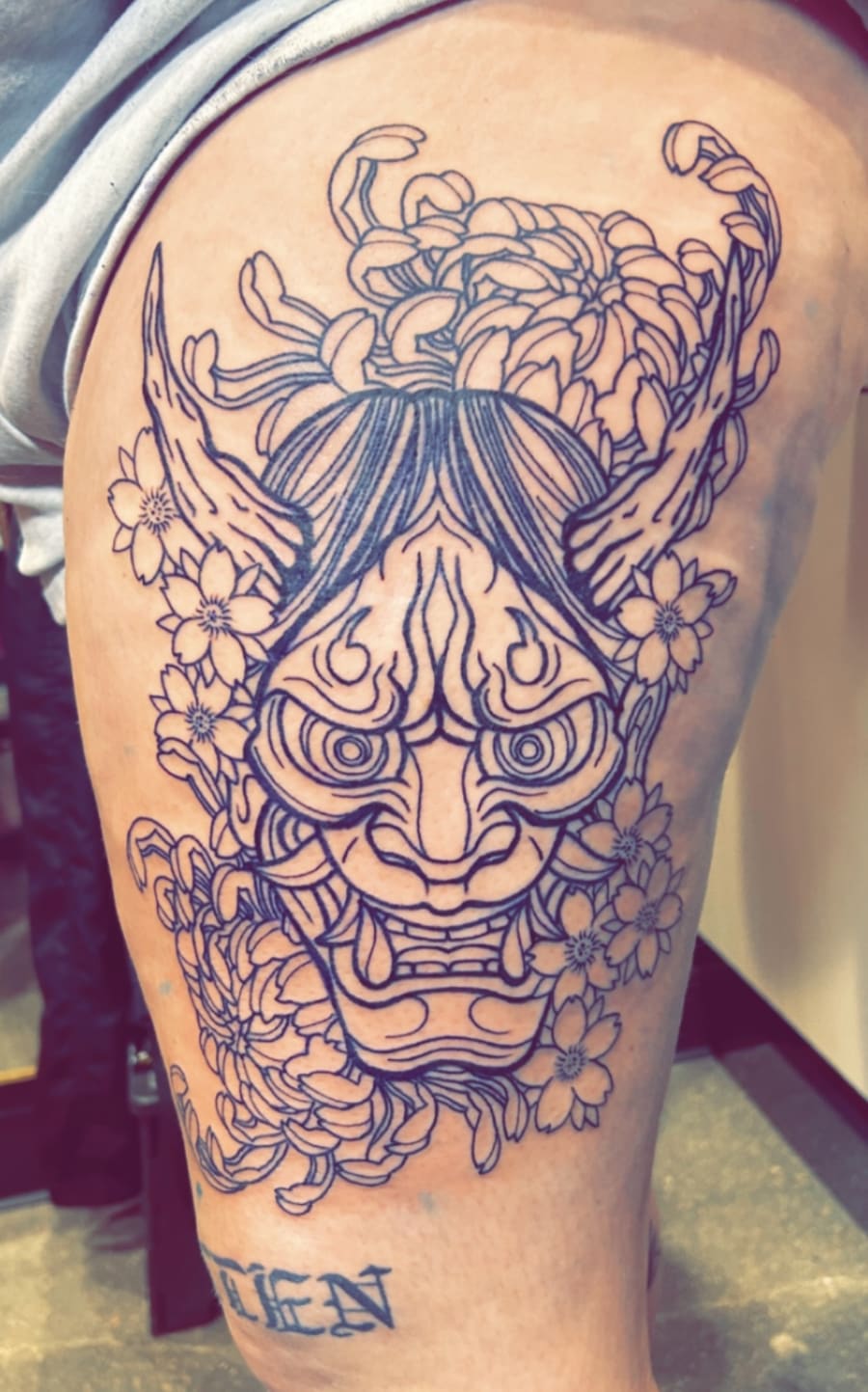 Detailed custom tattoo created at Crimson Red Tattoos