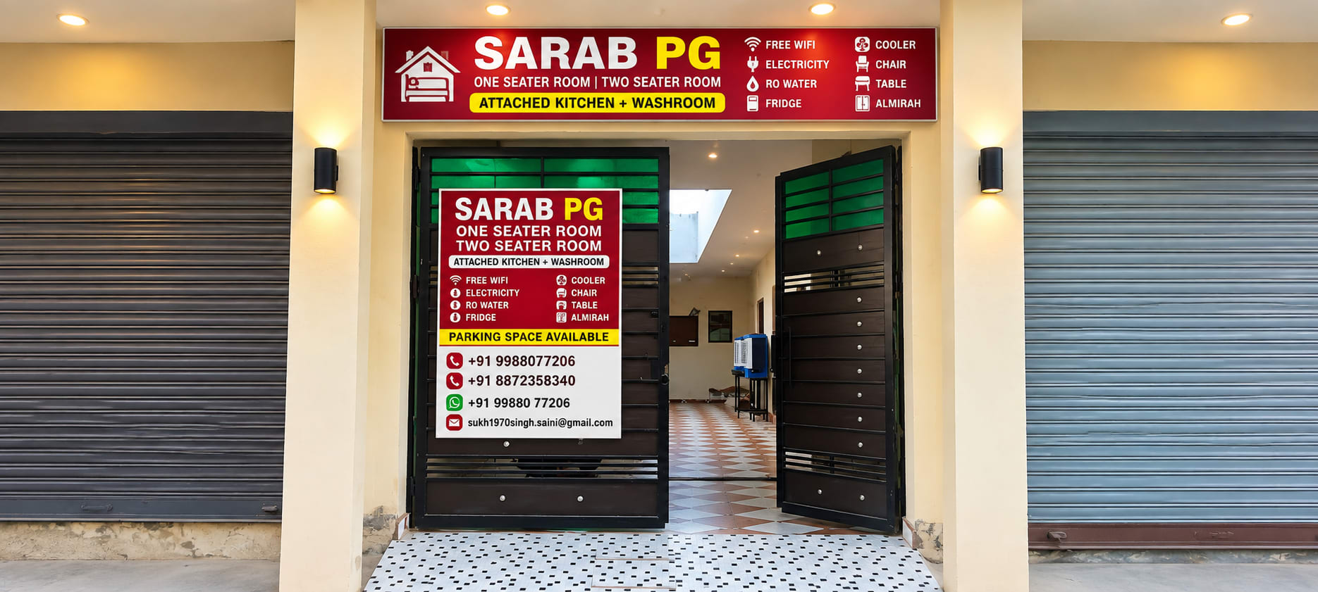 SARAB PG entrance with accommodation facilities in Gharuan near Chandigarh University