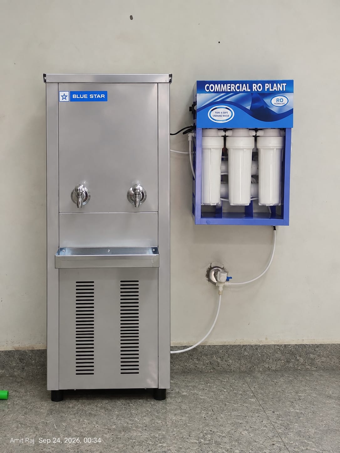 RO water purifier and Blue Star water cooler at Sarab PG in Gharuan near Chandigarh University