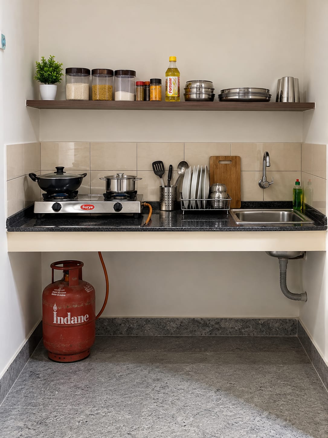 Attached Kitchen Facility at Sarab PG in Gharuan Near Chandigarh University