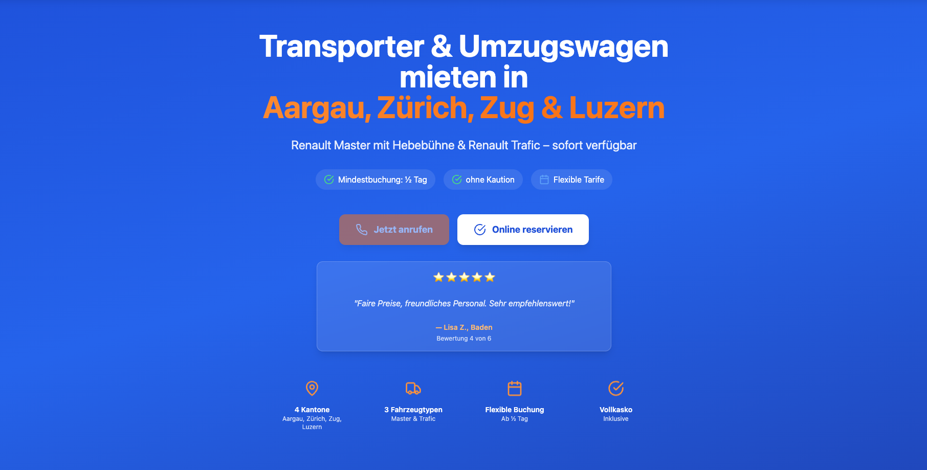 Easy Transporter Ch Webseite Screenshot