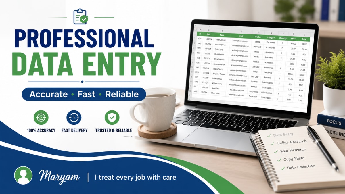 I will do accurate data entry and copy typing from PDF or images