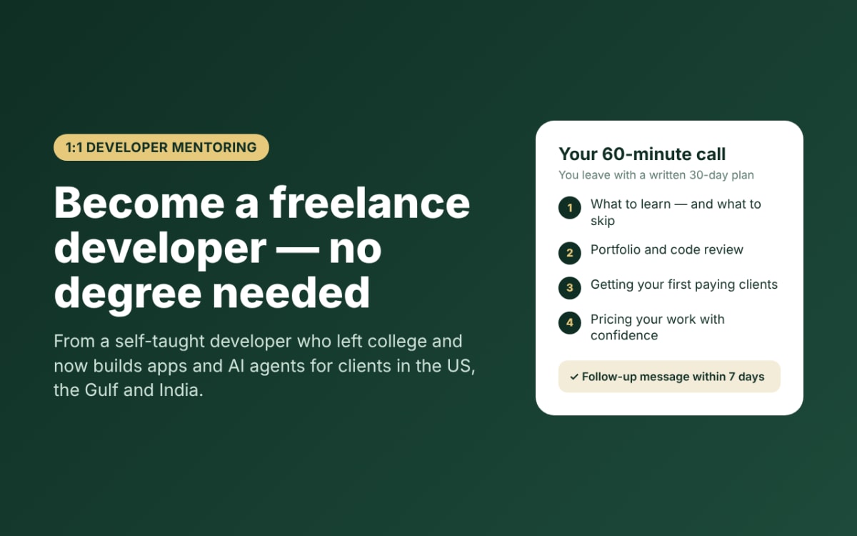 I will mentor you to become a freelance developer without a degree
