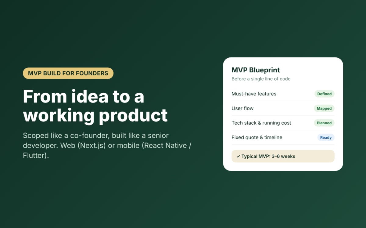 I will turn your startup idea into a working MVP web or mobile app