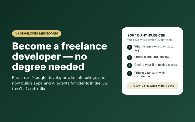 I will mentor you to become a freelance developer without a degree