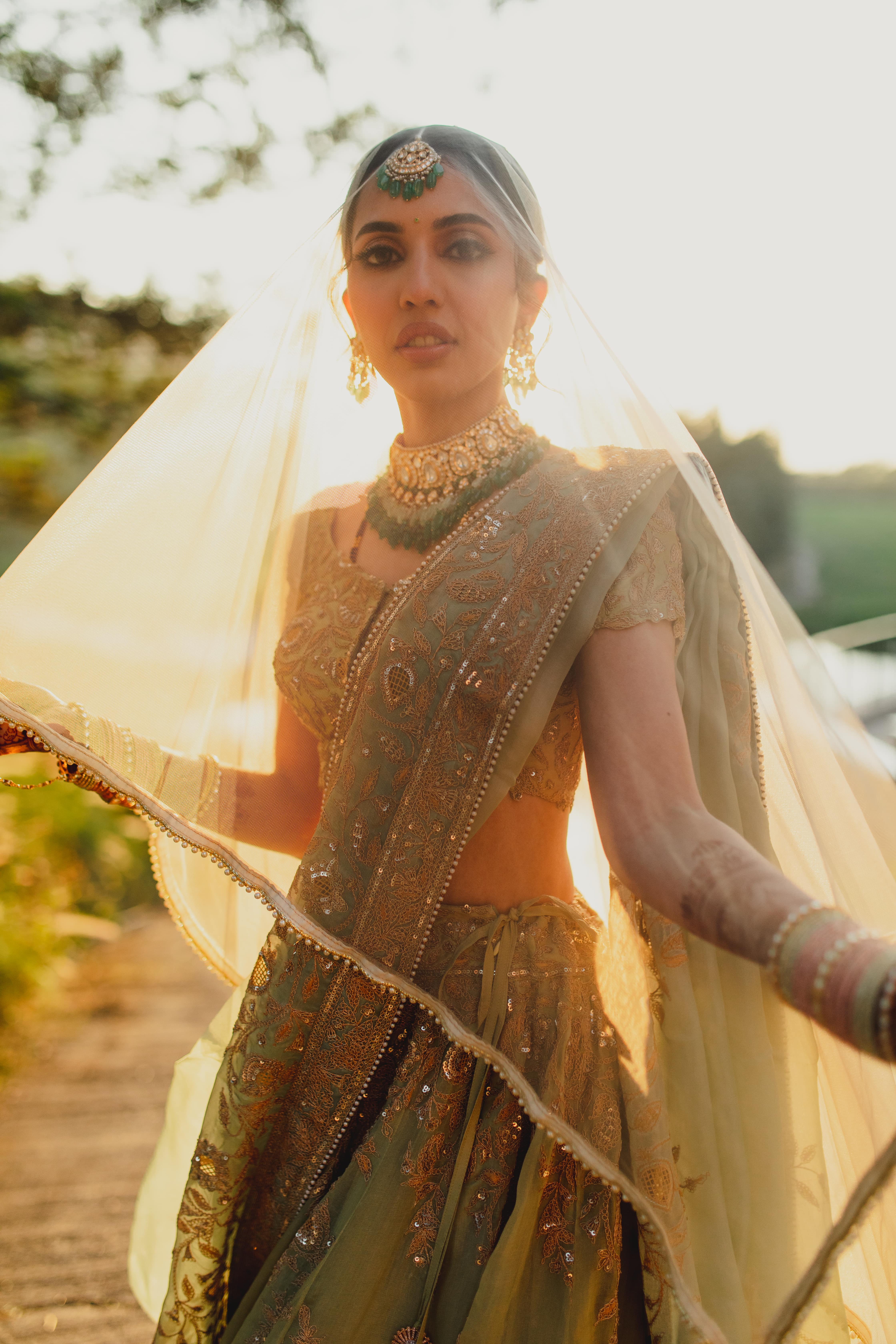 Vedhika - bride (Sangeet look in colourful saree)