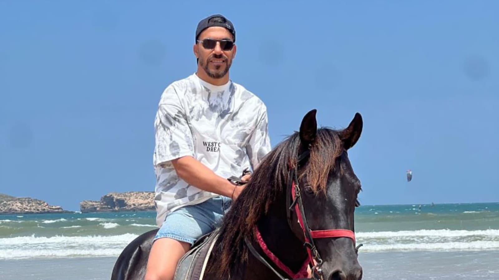 Rider on a horse on Essaouira beach