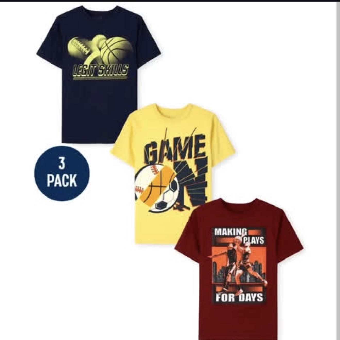 The Children Place 3-in-1 football Graphic Tee