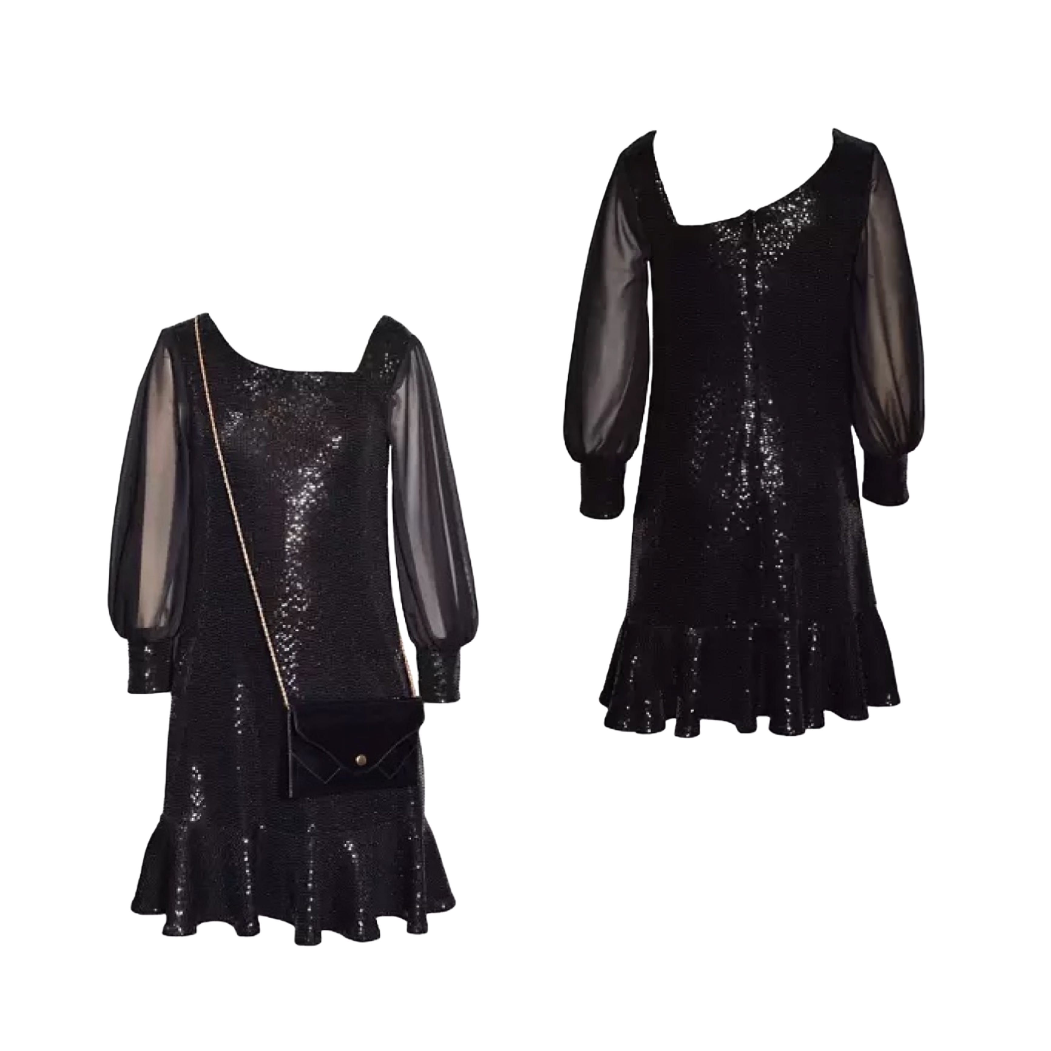 Sparkle all night in this elegant, comfy show-stopper dress with a cross bag