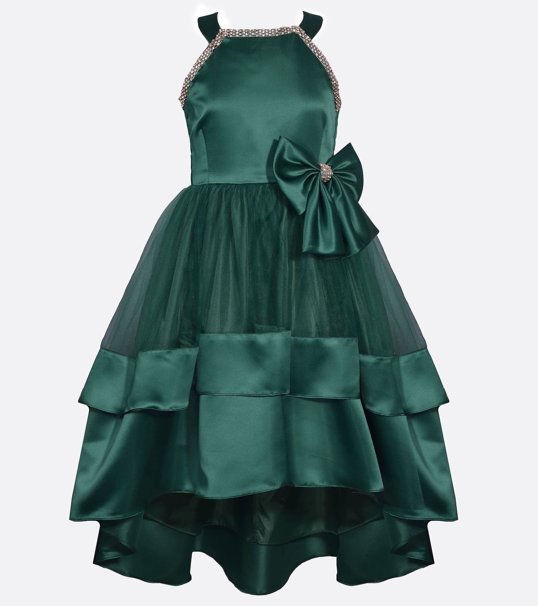Emerald Layered Bow Dress