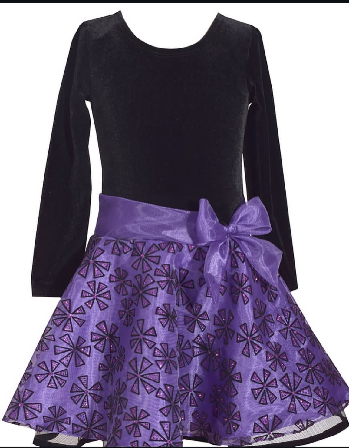 Black purple- bow dress