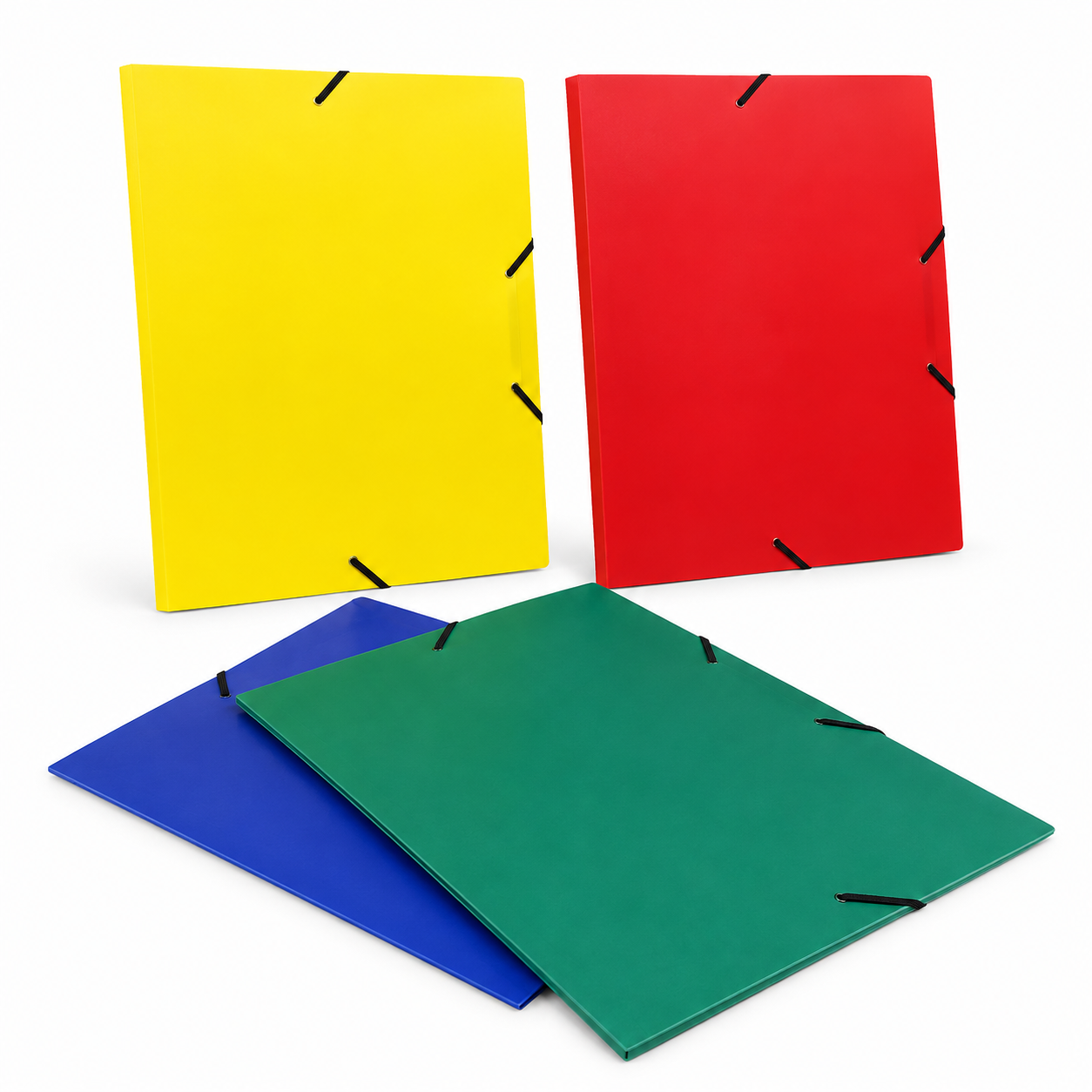 Chemise à rabats plastique A4 avec élastiques – Multicolore