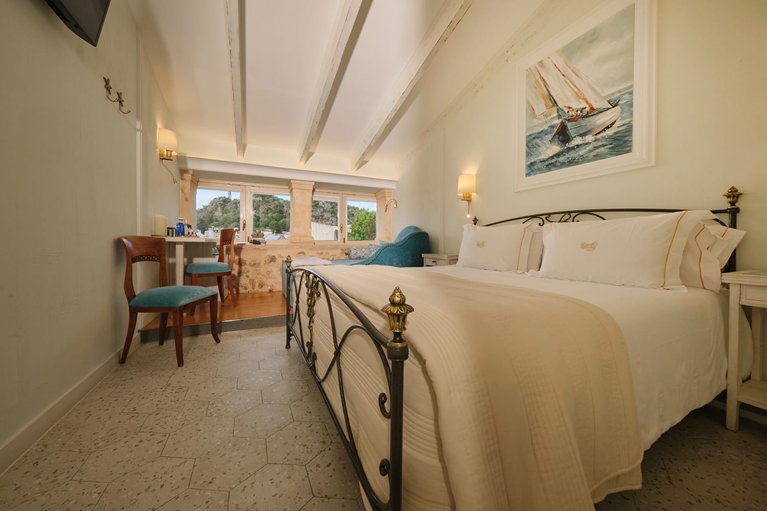 Guest suite interior at Son Sant Jordi, Pollença