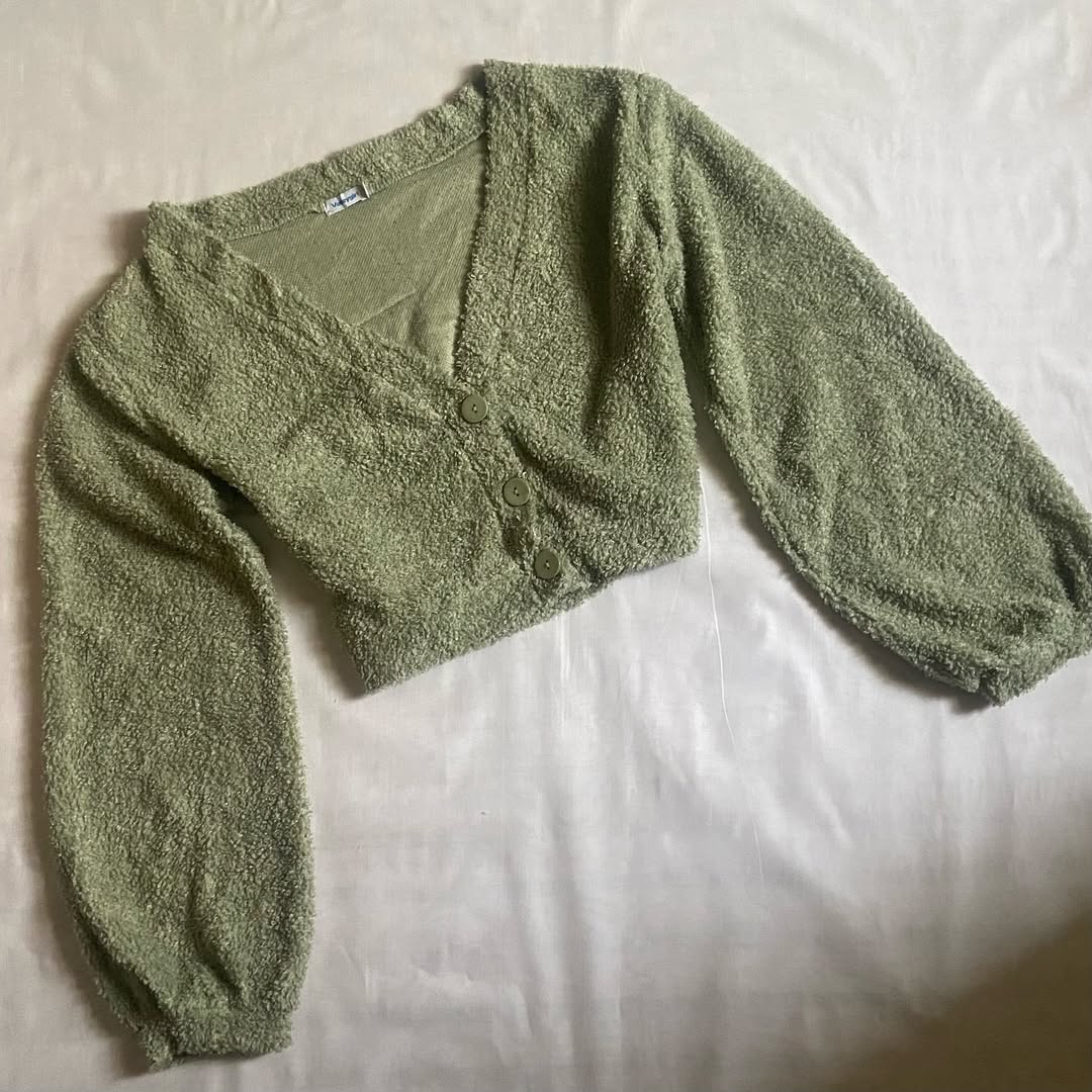 Green Cropped Cardigan
