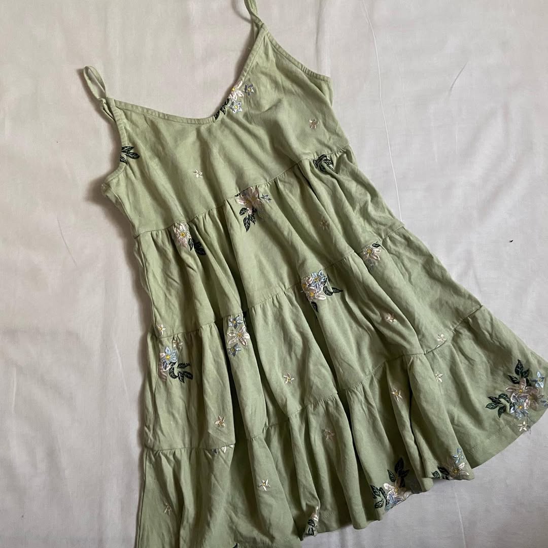 Sage Green Embroidered Dress