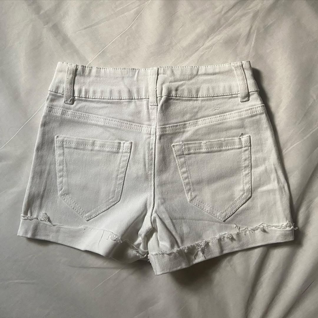 Refugee White Denim Shorts Waist