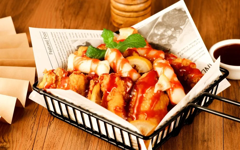 A plate of crispy Korean fried chicken