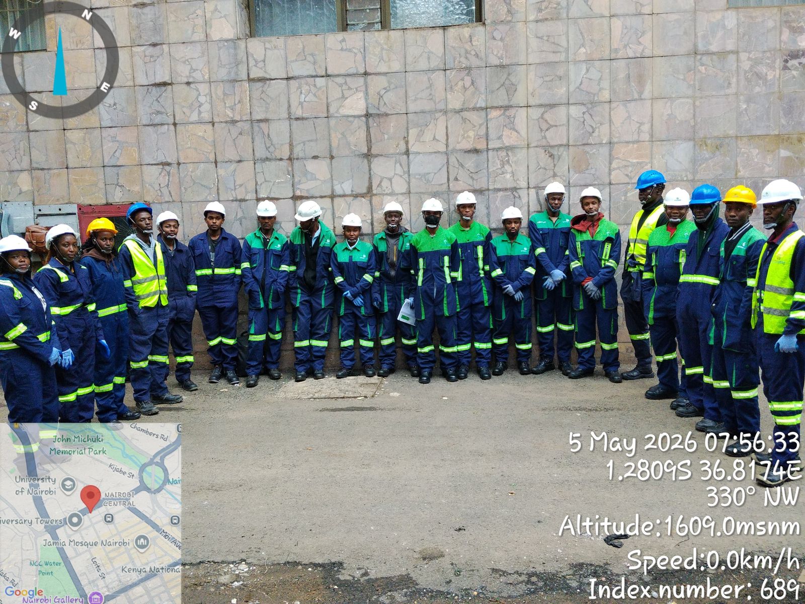 Optimax field crew safety briefing, Nairobi CBD