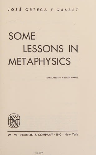 Cover of Some lessons in metaphysics.