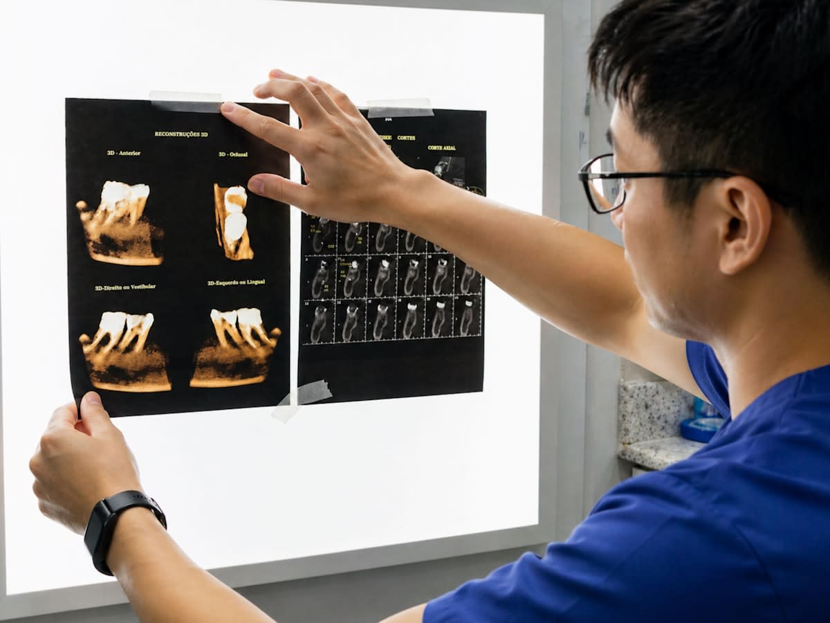 Futuristic AI diagnostic interface in a modern clinic