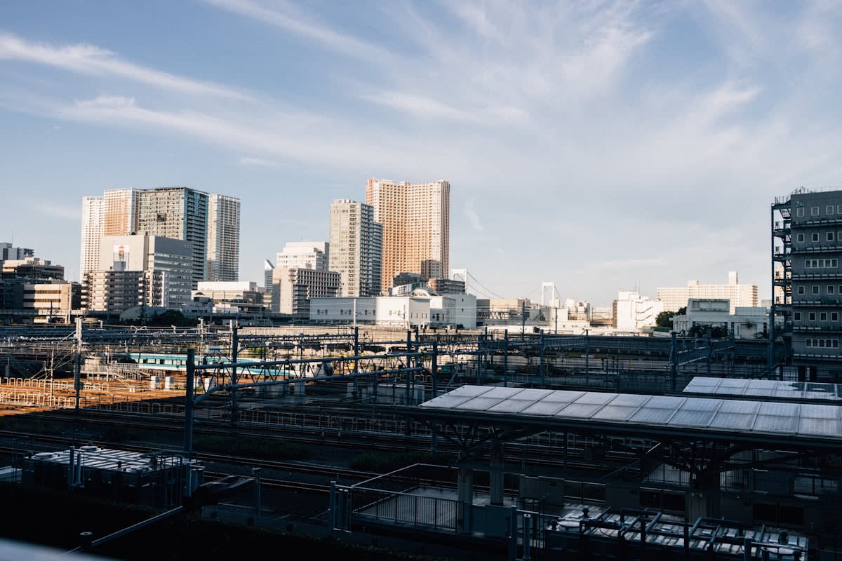 Industrial battery storage facility in a modern city