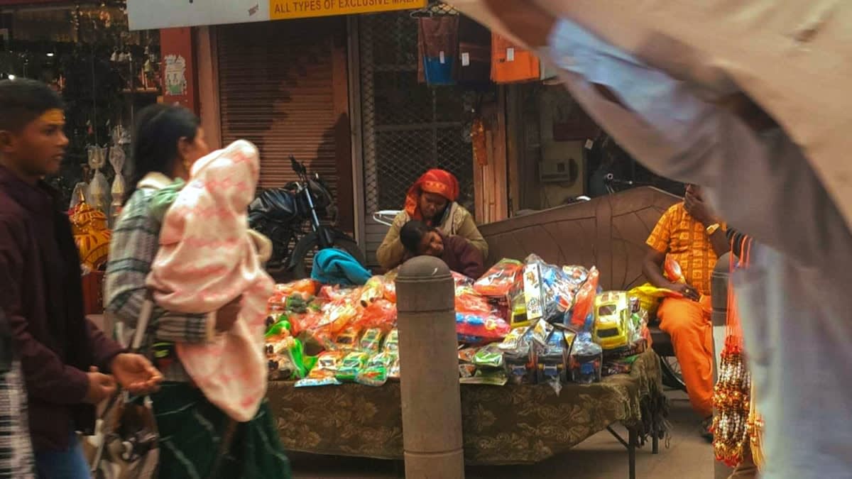 Digital payment QR code in a busy Indian market