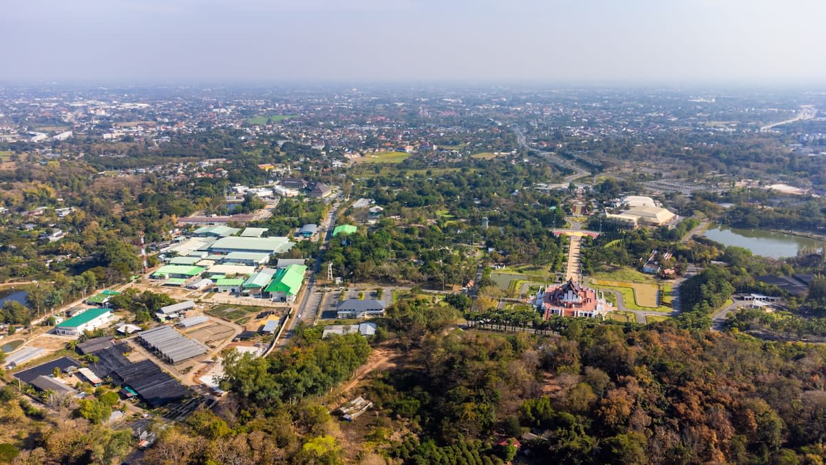 Aerial view of a logistics hub in Southeast Asia