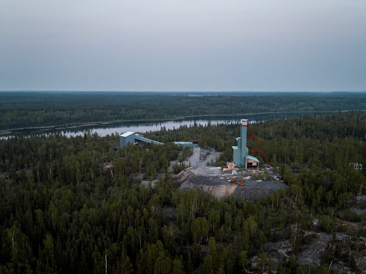 Aerial view of a modern lithium mine in Canada