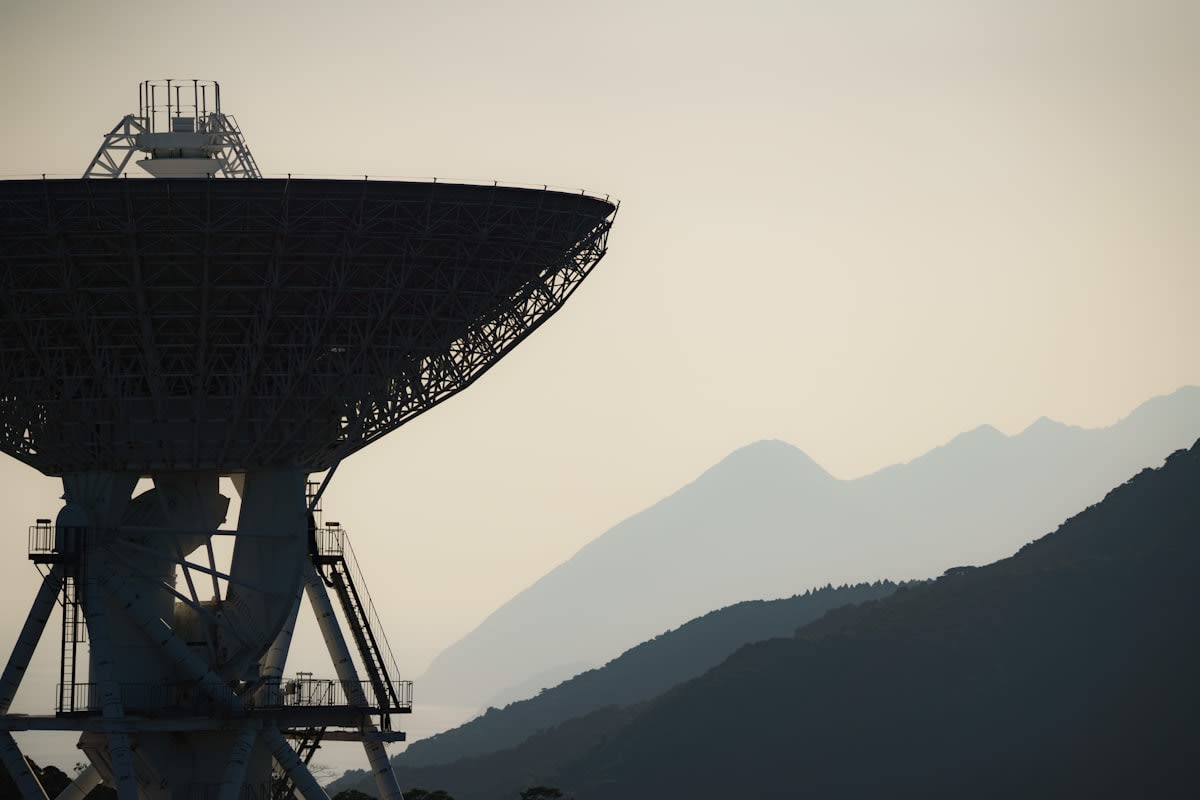Satellite communication dish in remote area