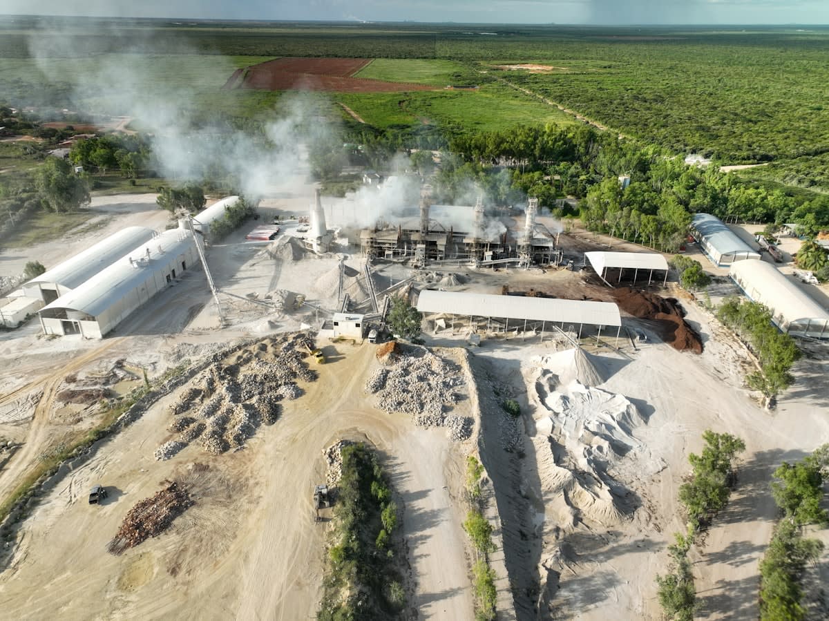 Aerial view of a critical minerals processing plant