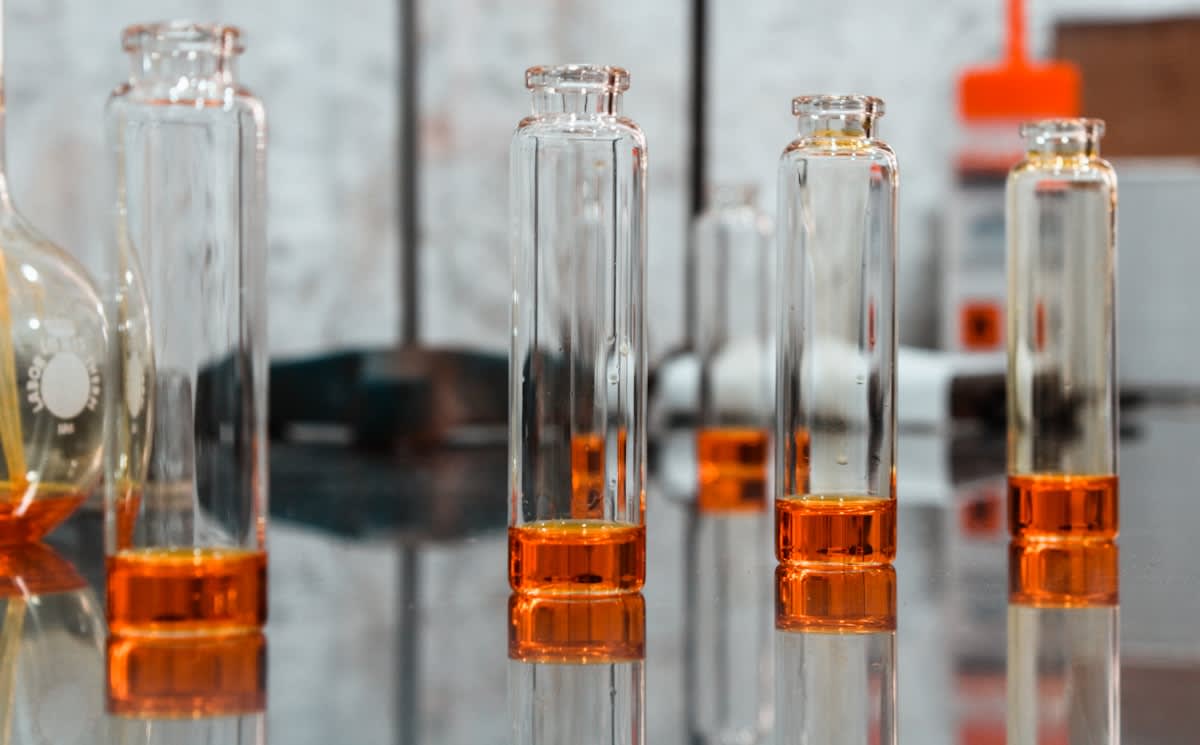 Laboratory rare earth oxide samples in vials